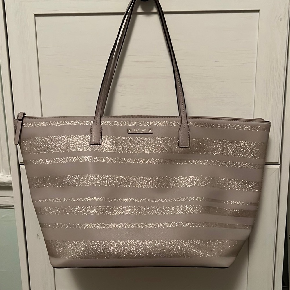 Light Purple Glitter Zippered Tote bag
